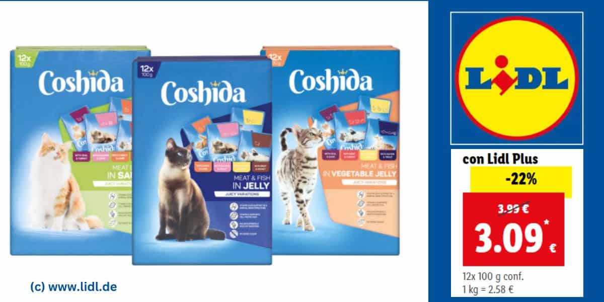 Offerta imperdibile: COSHIDA Bocconcini per gatto da Lidl a soli 3,09 € con il 22% di sconto!
